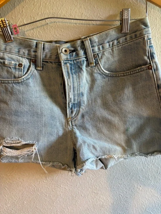 rag & bone Light Blue Distressed Denim Shorts - Picture 2 of 6